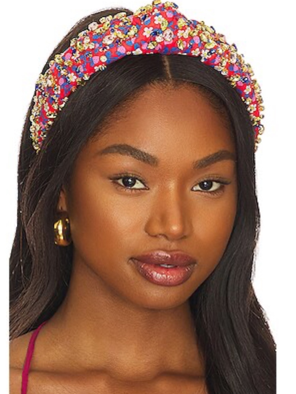 Lele Sadoughi x Liberty London Mixed Crystal  Headband in Strawberry and Cream
